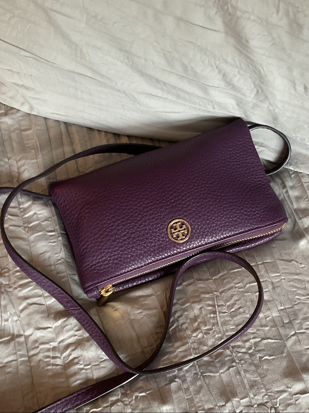 Tory Burch Plum Robinson Foldover Crossbody Bag